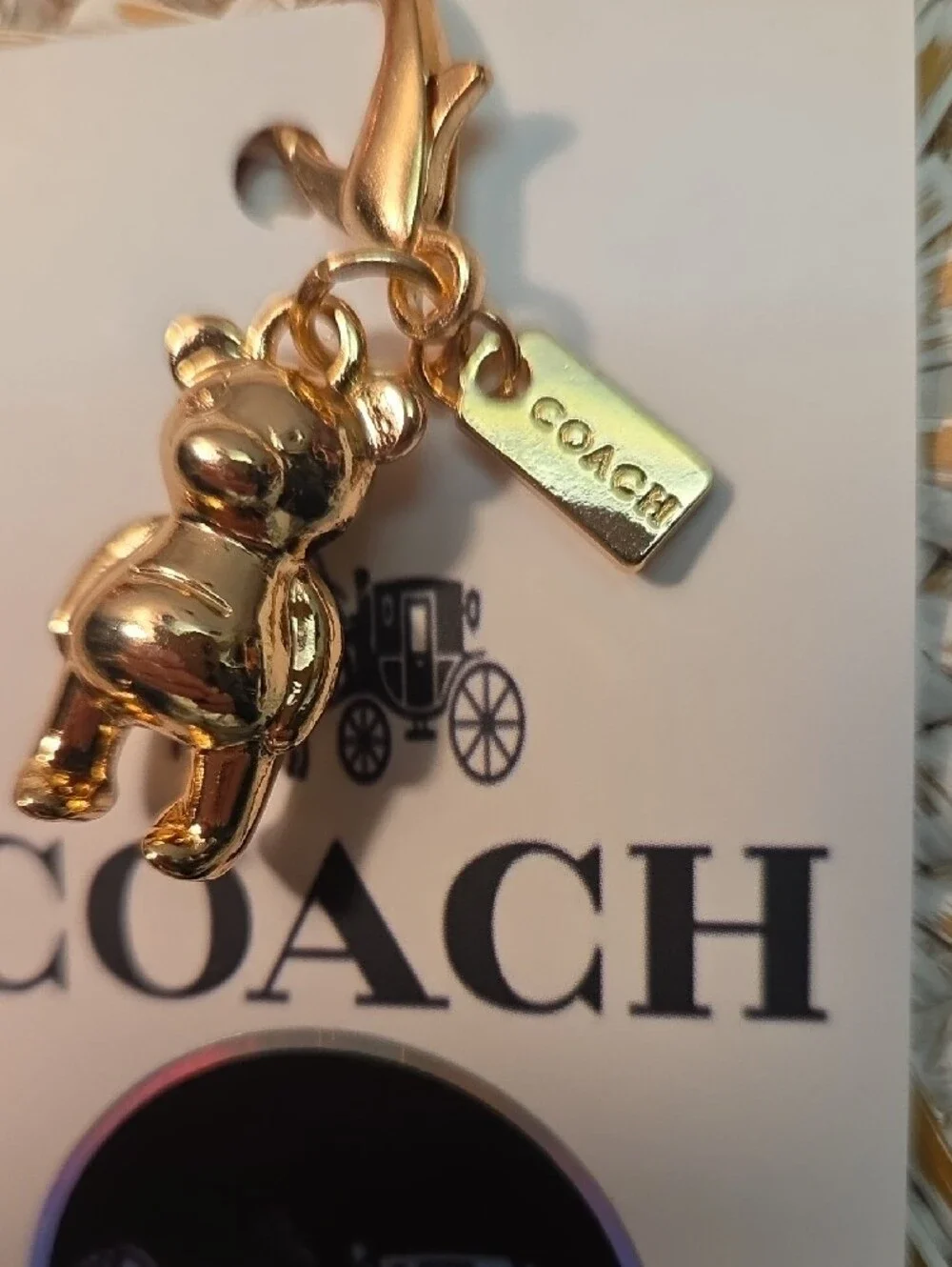 COACH Gold Teddy Bear Clip-On Charm